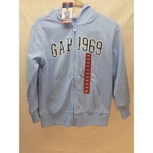 Gap Full Zip Hoodie Sweater Unisex Size 8 Blue Camo Graphic 6675